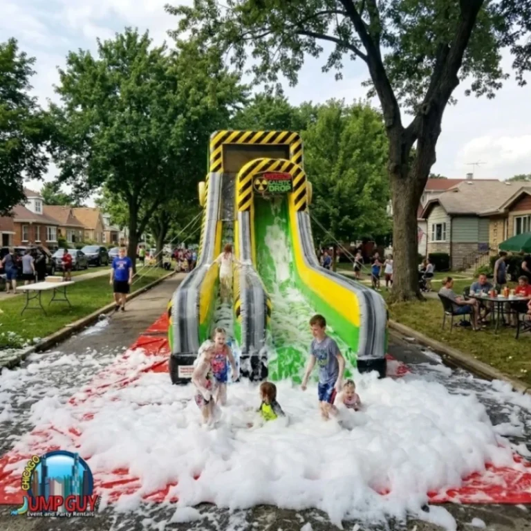 20ft caustic drop foam machine water slide featured rental for Long Grove IL events in ZIP code 60047