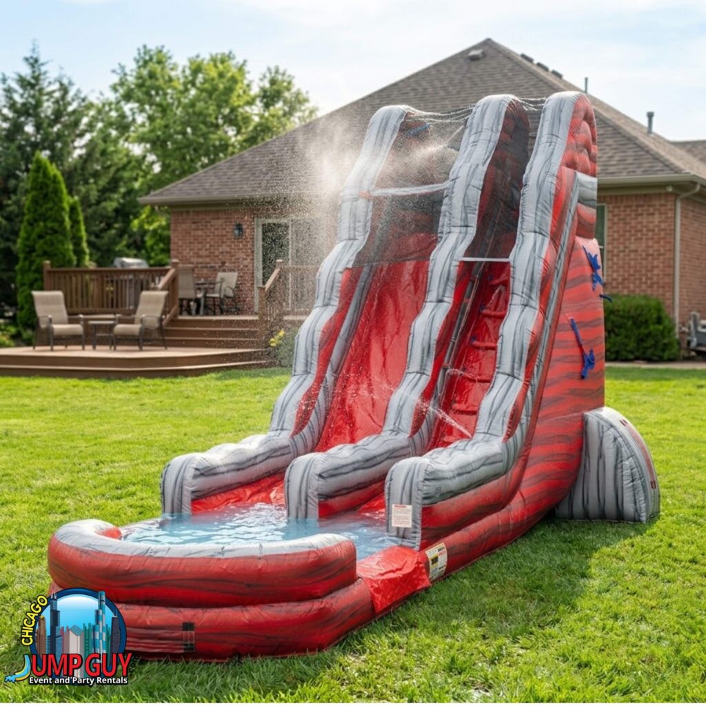 22ft red rock falls dual lane water slide product rental for Long Grove IL events in ZIP code 60047