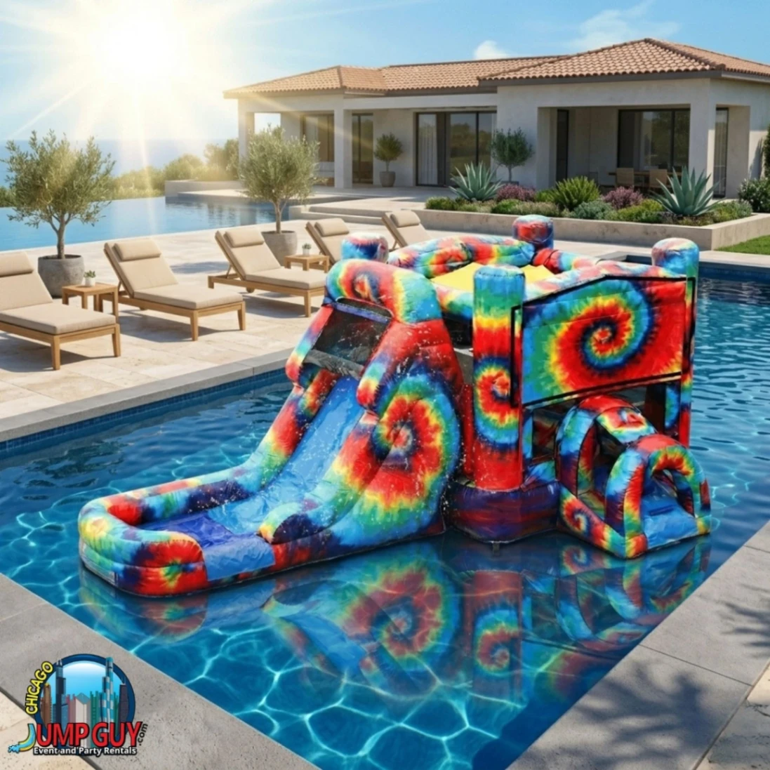 tie dye bounce slide wet rental for Long Grove IL events in ZIP code 60047